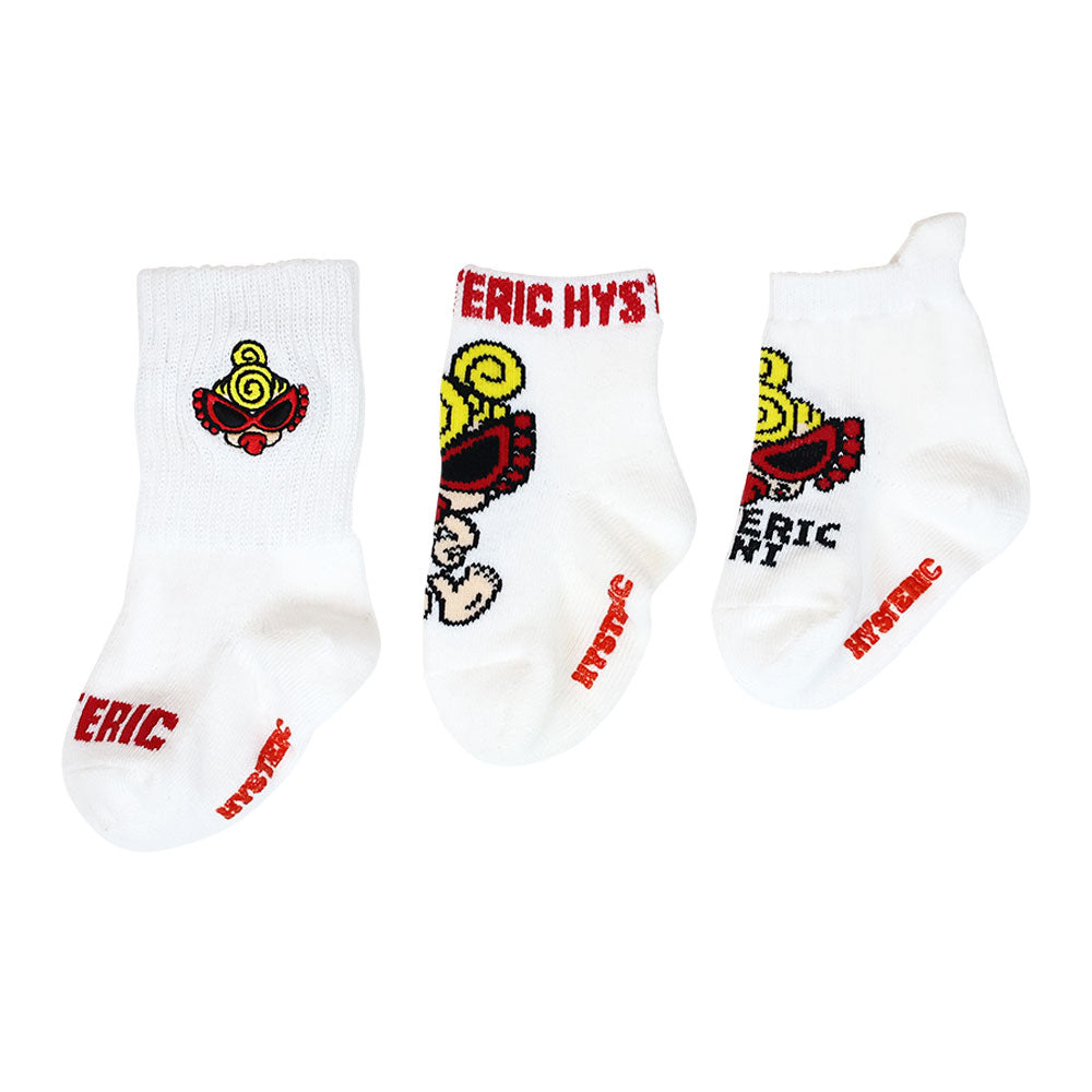 STANDARD MINI FACE ベビー3Pソックス – Hystericmini OnlineStore