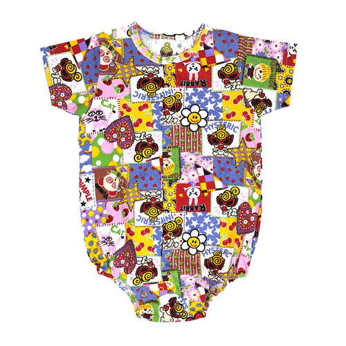 SCRAP PATCHWORK総柄 半袖ロンパース