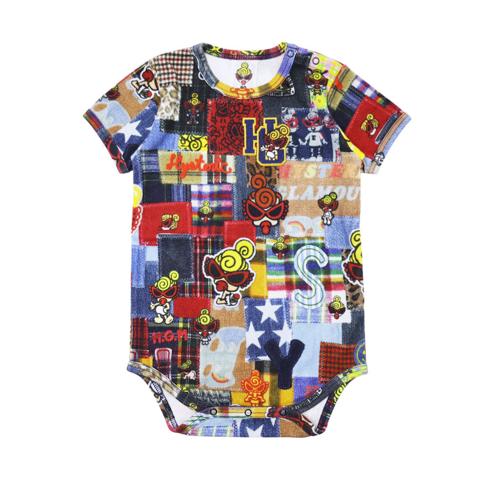 MESSY PATCHWORK 総柄 半袖ロンパース