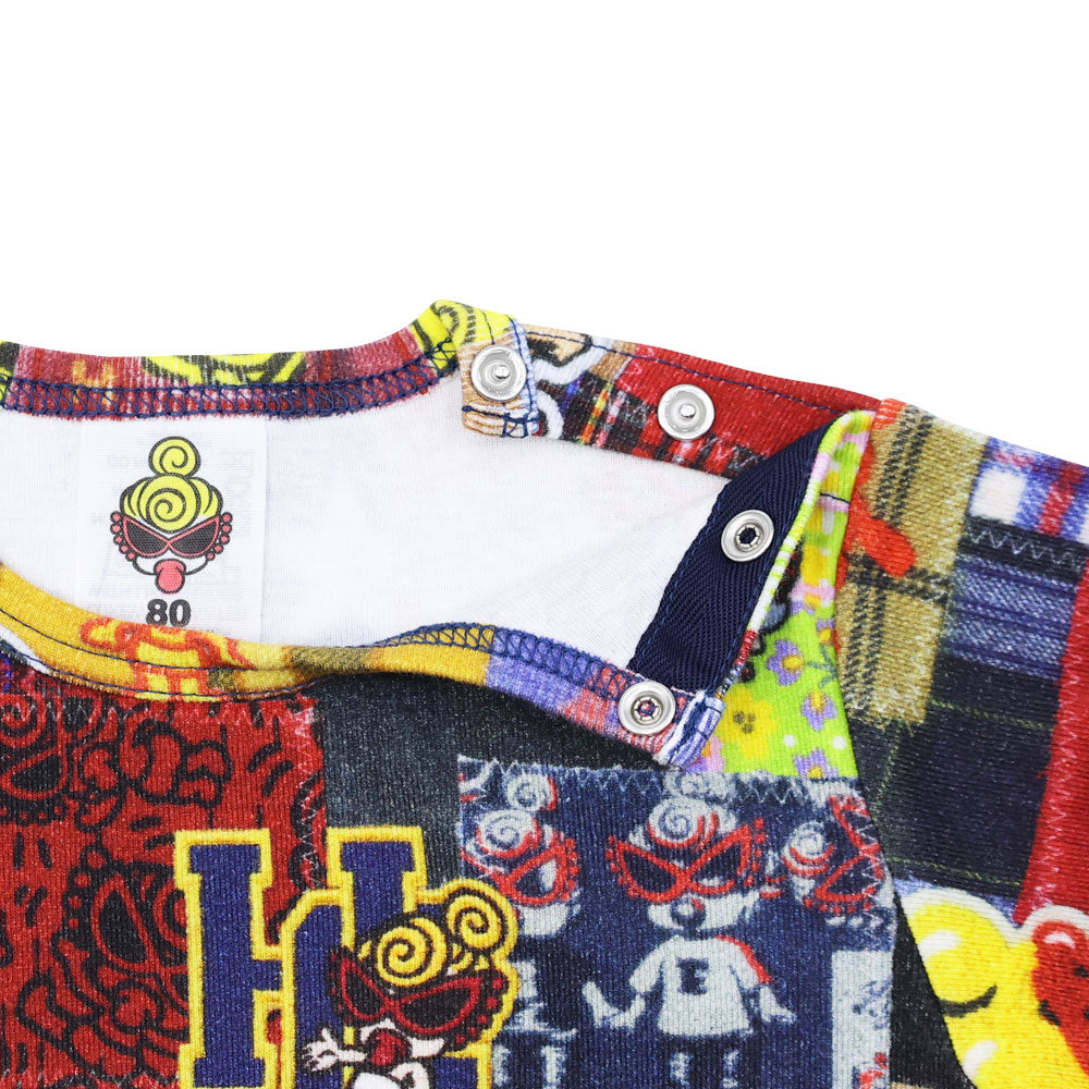 MESSY PATCHWORK 総柄 半袖ロンパース