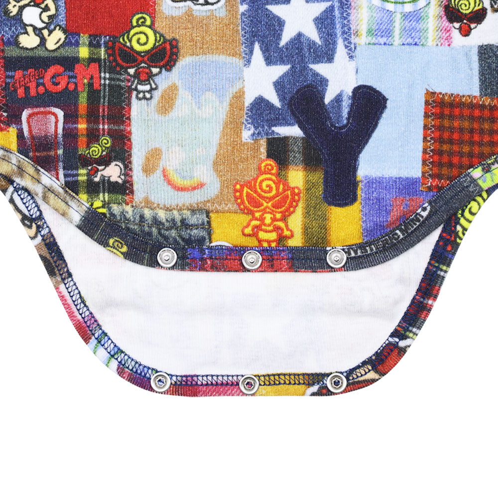 MESSY PATCHWORK 総柄 半袖ロンパース