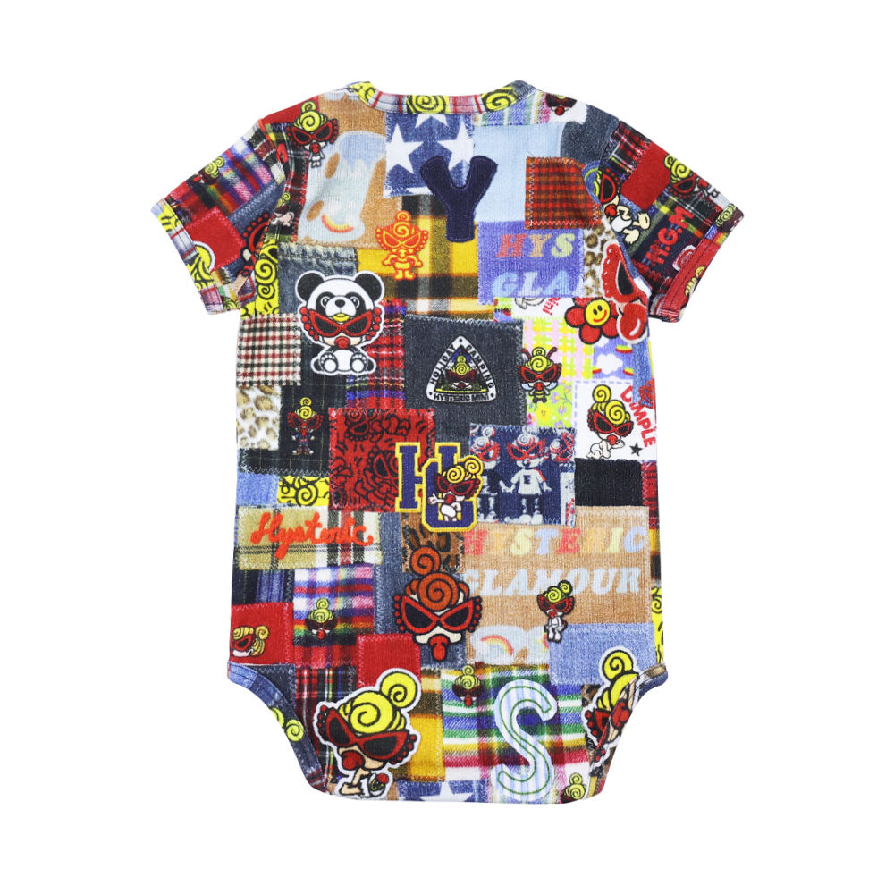 MESSY PATCHWORK 総柄 半袖ロンパース