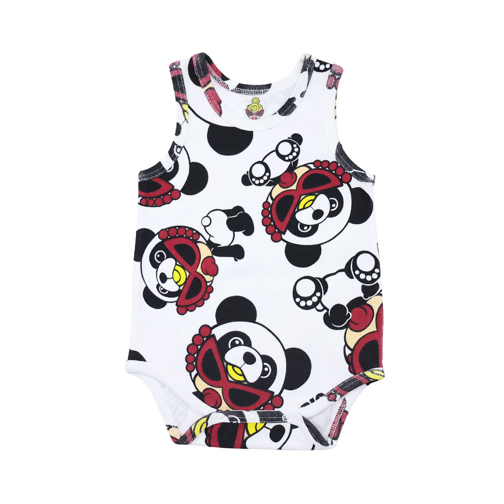 PANDA MINI 総柄 ノースリーブロンパース
