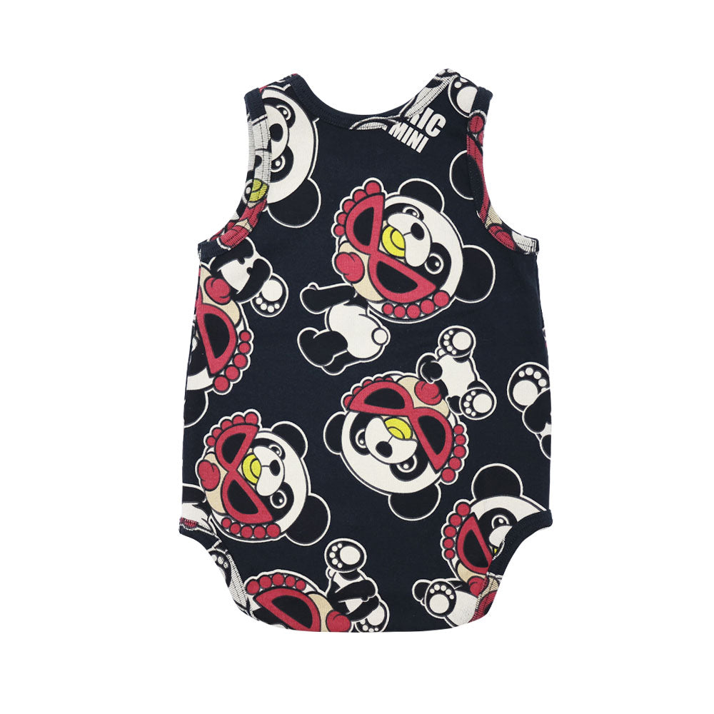 PANDA MINI 総柄 ノースリーブロンパース