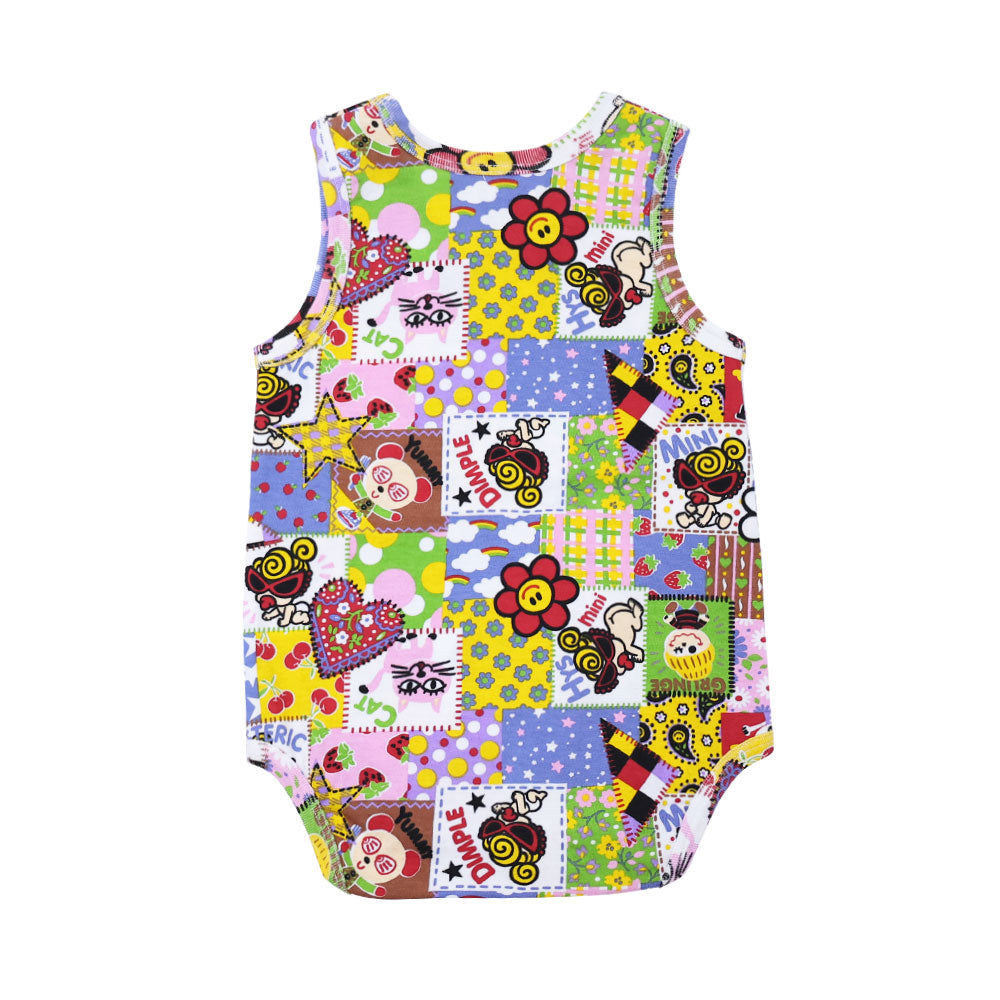 SCRAP PATCHWORK 総柄 ノースリーブロンパース