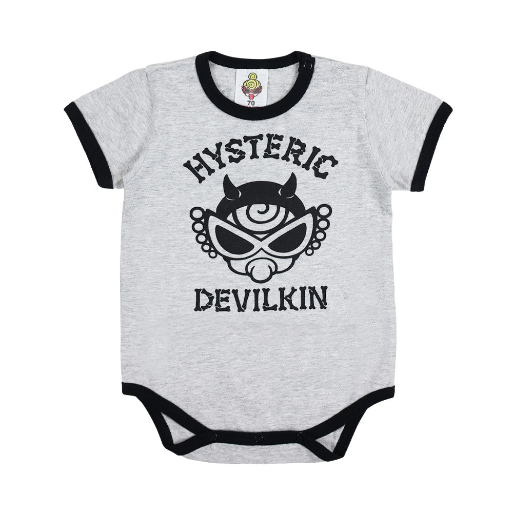 DEVILKIN バイカラーリブ半袖ロンパース