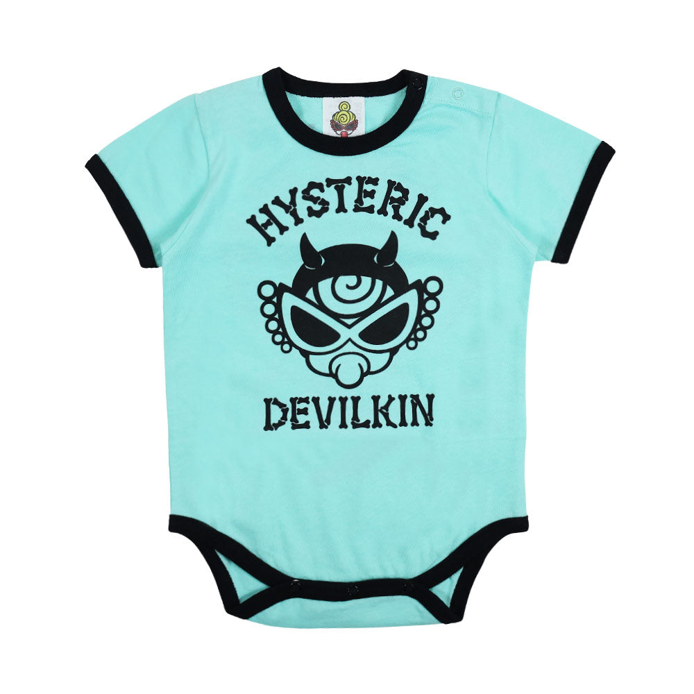 DEVILKIN バイカラーリブ半袖ロンパース