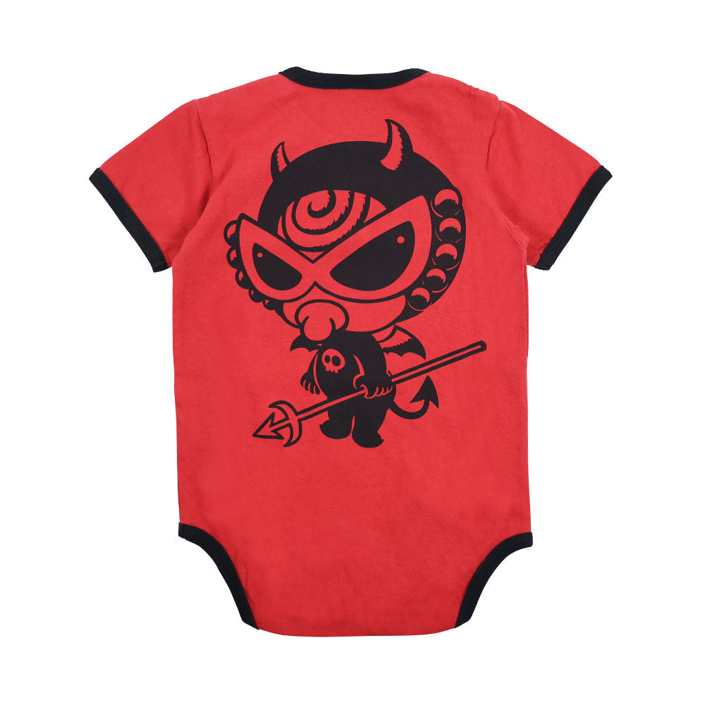 DEVILKIN バイカラーリブ半袖ロンパース