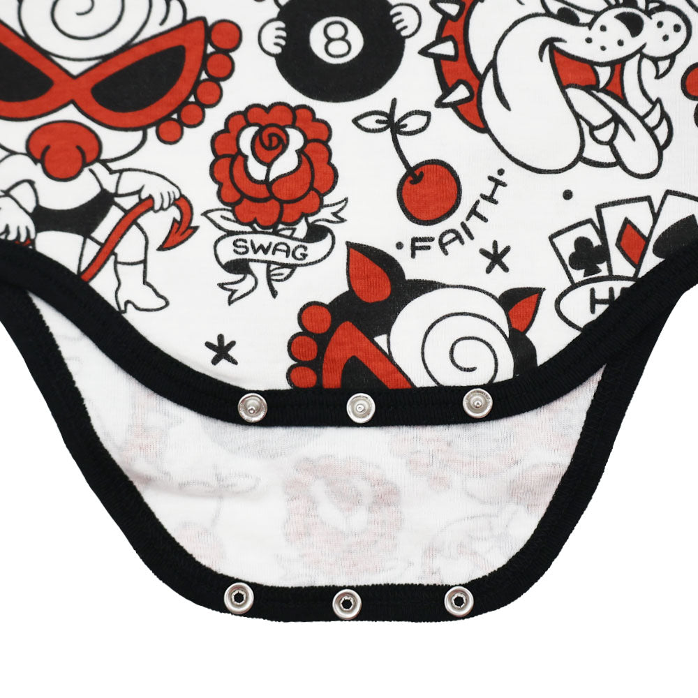 TATTOO PARLOUR 総柄 長袖ロンパース