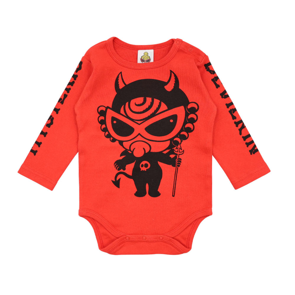 DEVILKIN フロントプリント長袖ロンパース