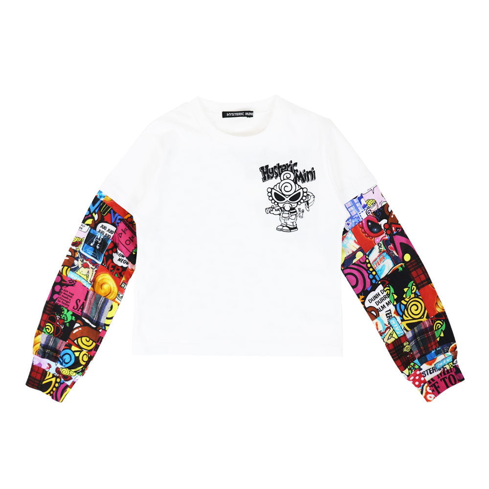 FAV PATCHWORK 総柄 重ね着風長袖Tシャツ