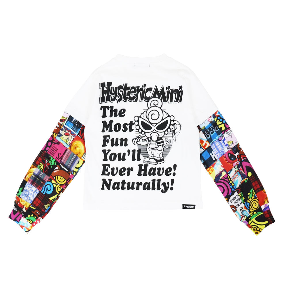 FAV PATCHWORK 総柄 重ね着風長袖Tシャツ