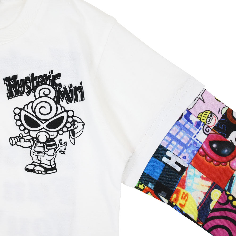 FAV PATCHWORK 総柄 重ね着風長袖Tシャツ