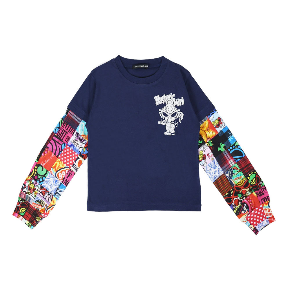 FAV PATCHWORK 総柄 重ね着風長袖Tシャツ