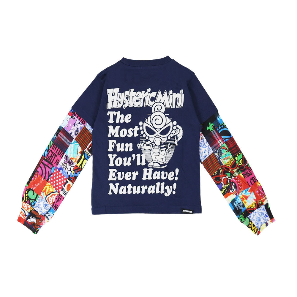 FAV PATCHWORK 総柄 重ね着風長袖Tシャツ