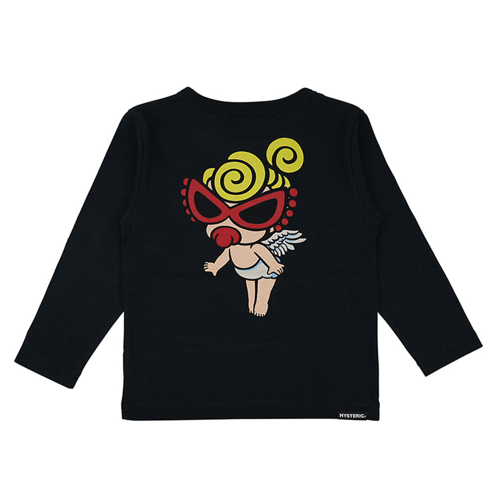 HYSTERIC MINI 長袖Tシャツ 80　天使の羽付き Hystericmini FLY WITH DEVIL MINI 羽付き 長袖Tシャツ 00；ホワイト