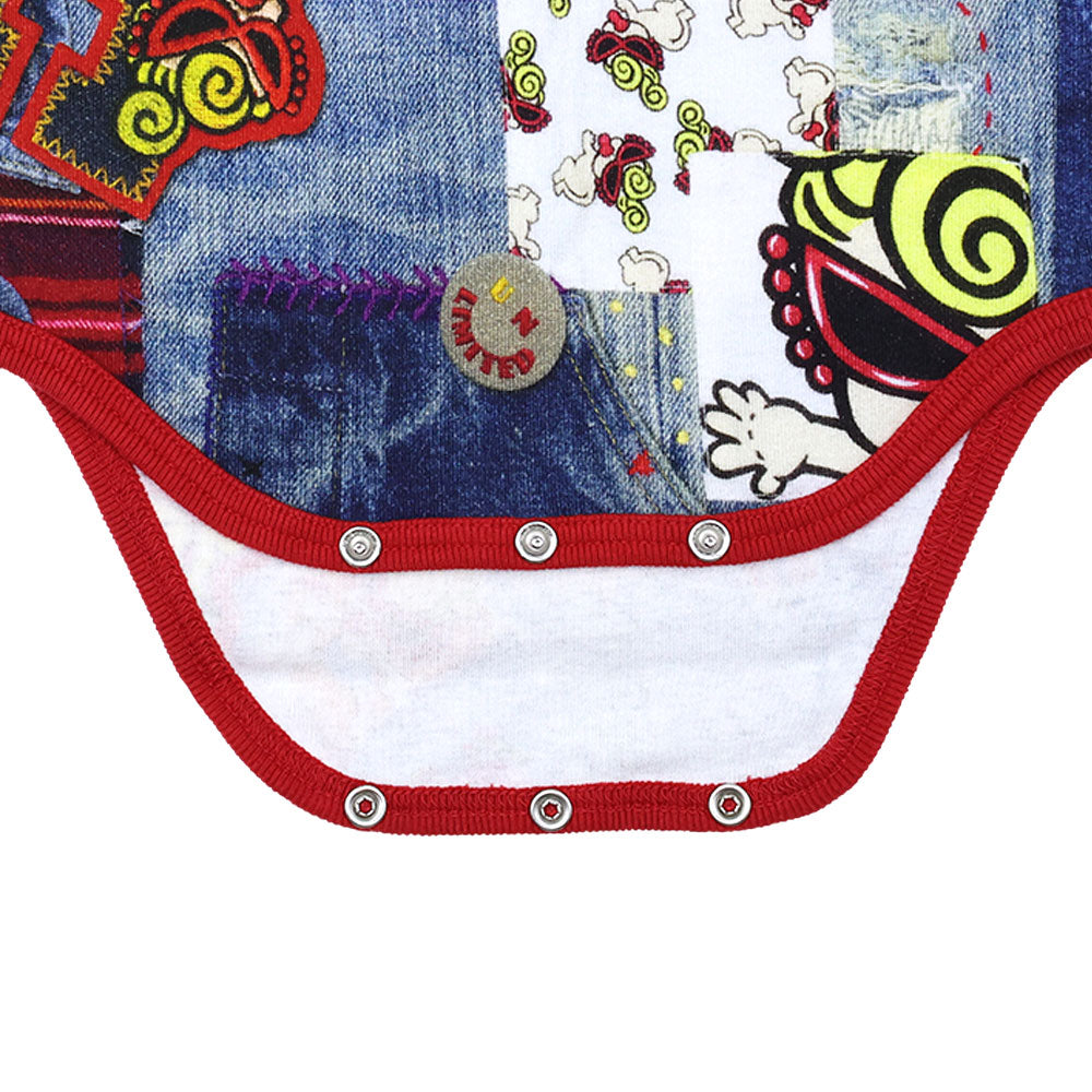 DENIM GEEK総柄 長袖ロンパース