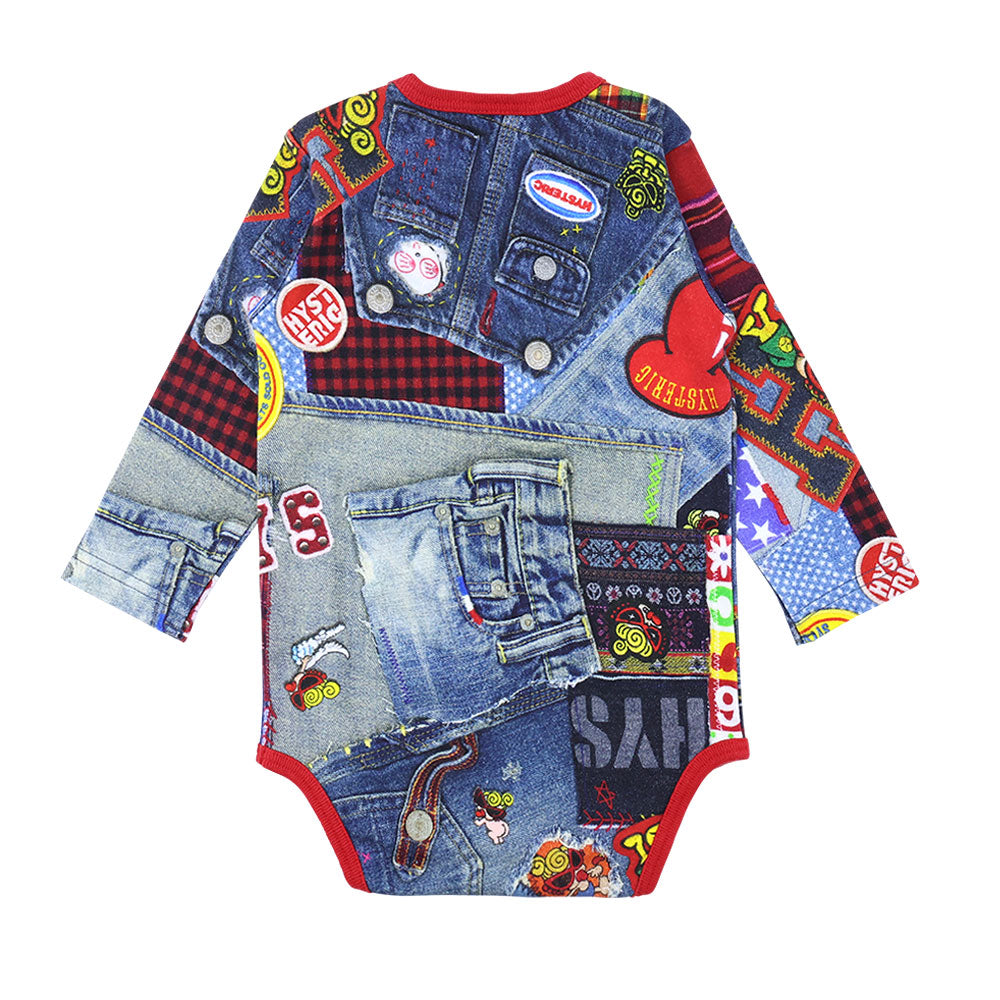 DENIM GEEK総柄 長袖ロンパース