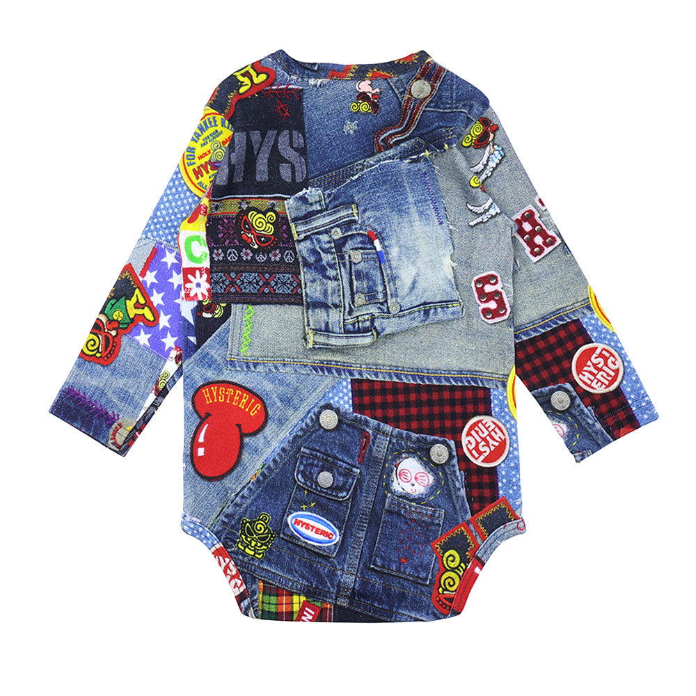 DENIM GEEK総柄 長袖ロンパース
