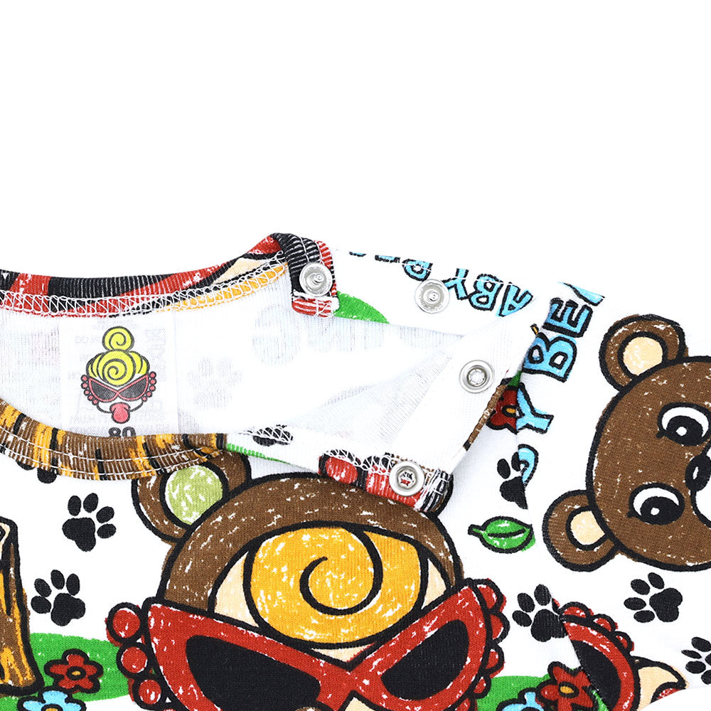 SEEK A BABY BEAR総柄 半袖ロンパース