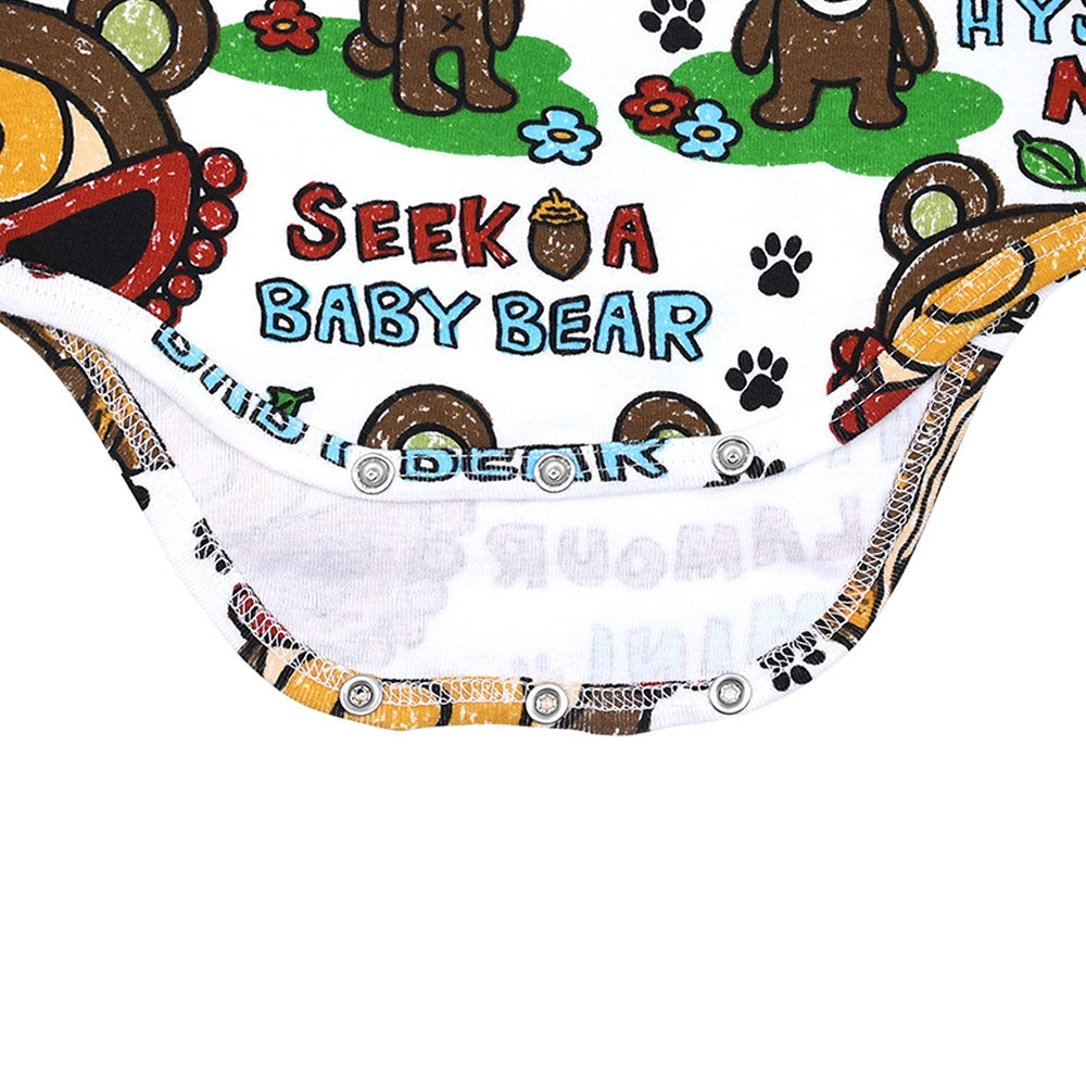 SEEK A BABY BEAR総柄 半袖ロンパース