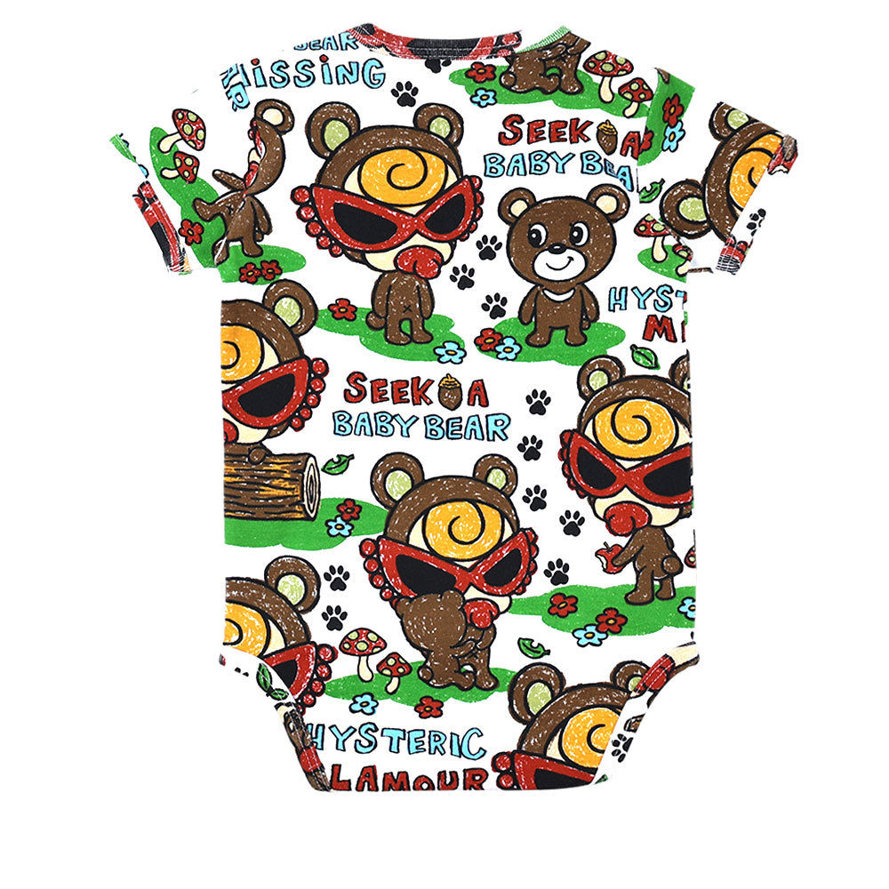 SEEK A BABY BEAR総柄 半袖ロンパース