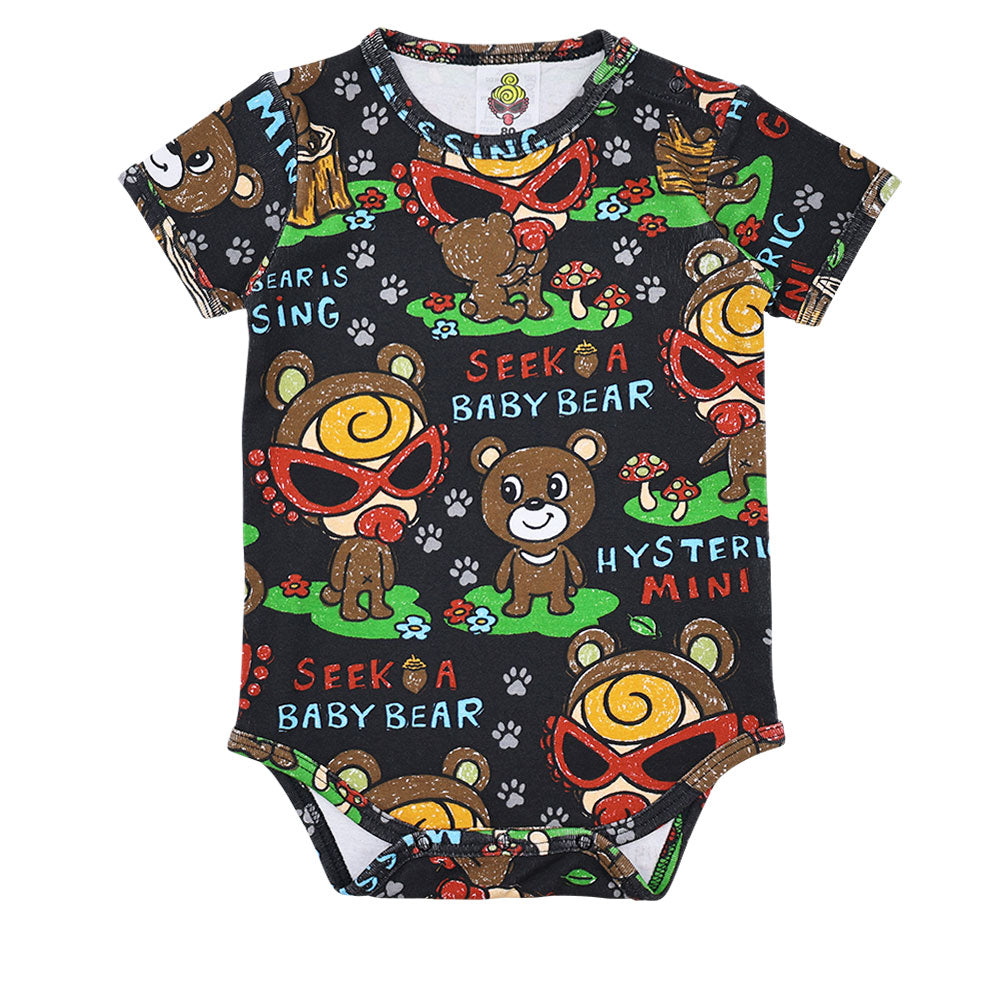SEEK A BABY BEAR総柄 半袖ロンパース