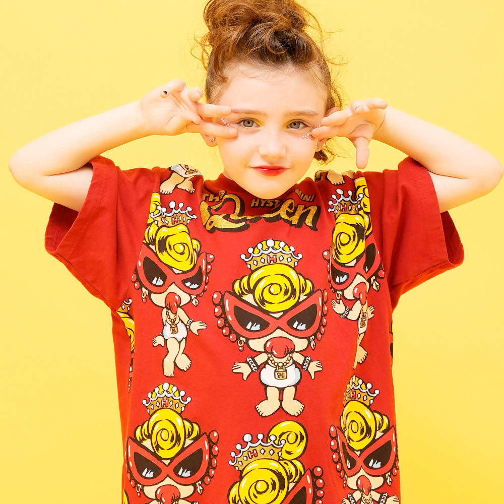 Hystericmini QUEENMINIパネルプリント半袖Tシャツ