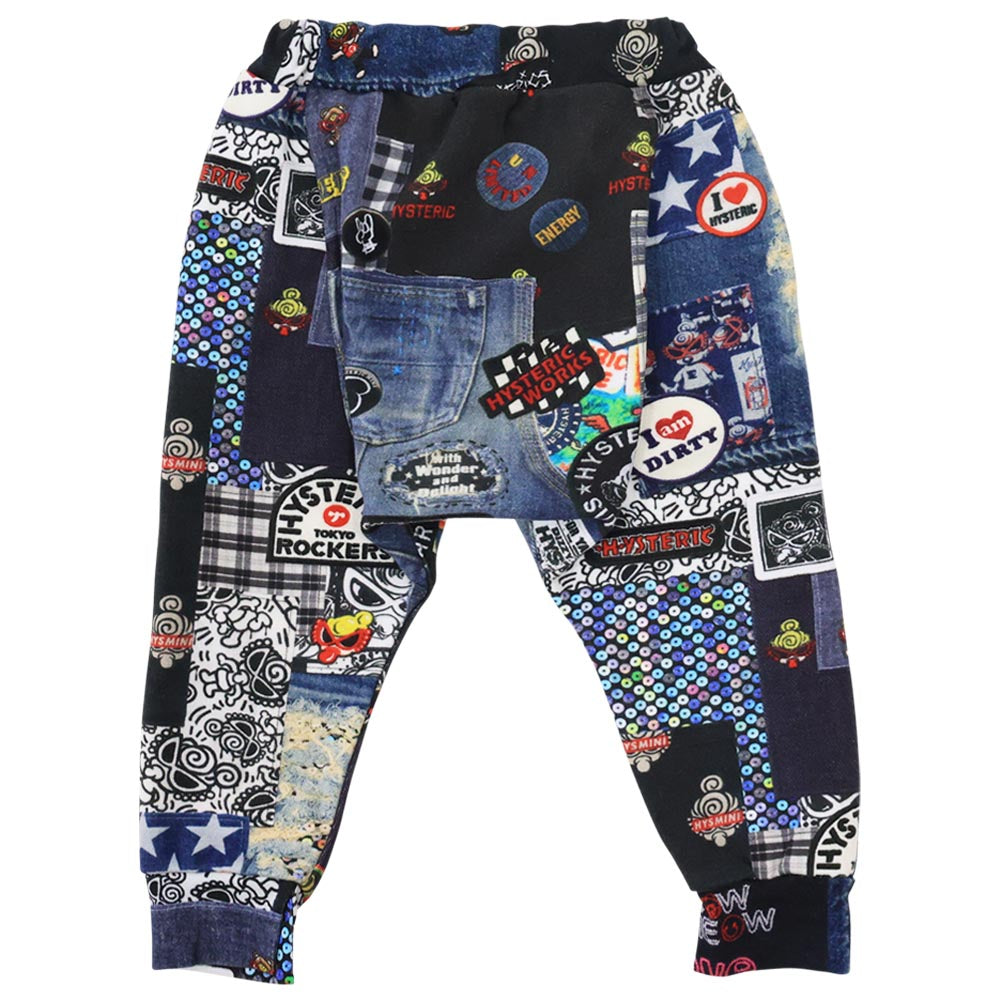 SCRAPS PATCHWORK総柄 Viscotex 裏毛10分丈 サルエルパンツ