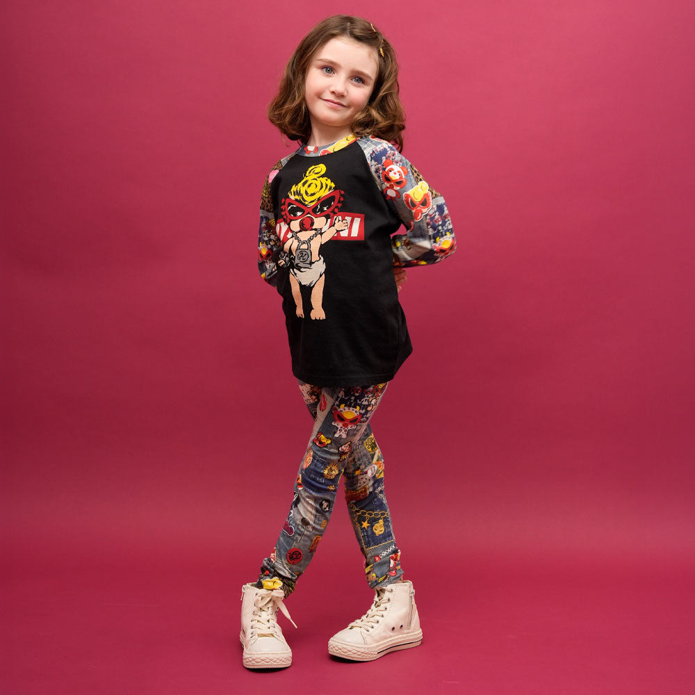 DOLL SCRATCH DENIM ラグラン長袖Tシャツ