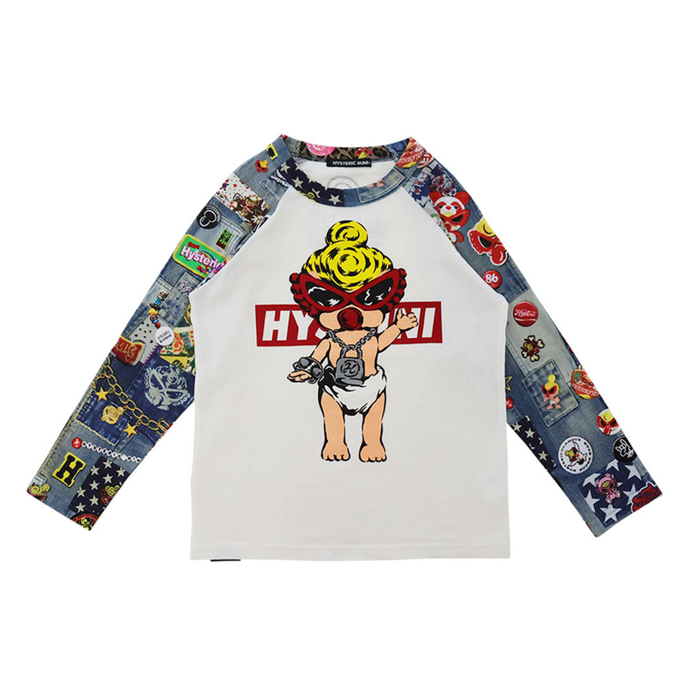 DOLL SCRATCH DENIM ラグラン長袖Tシャツ