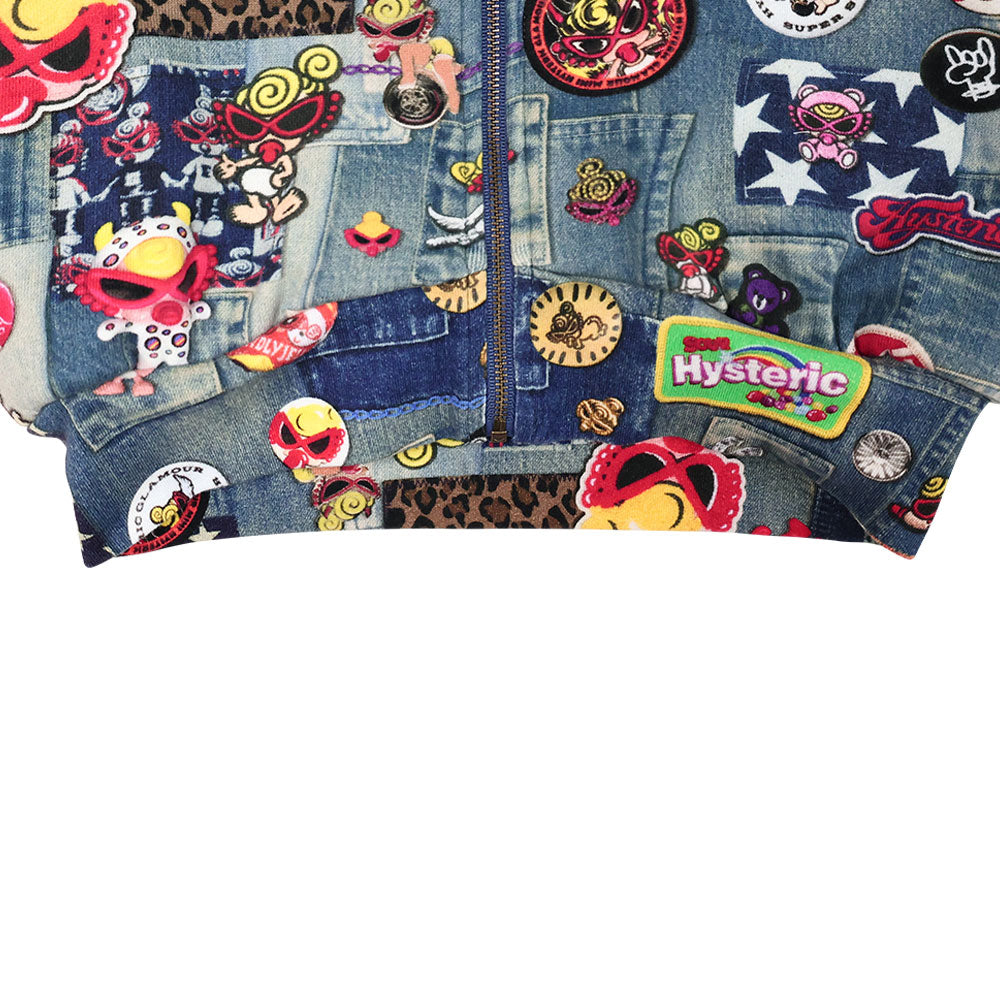 SCRATCH DENIM総柄 Viscotex 裏毛パーカー