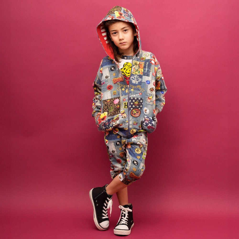 SCRATCH DENIM総柄 Viscotex 膝下丈 サルエルパンツ