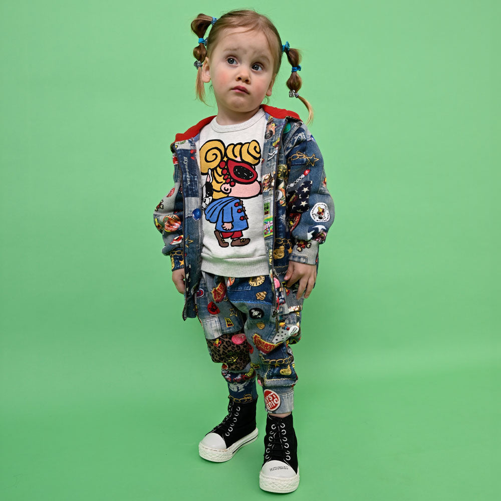 SCRATCH DENIM総柄 Viscotex 膝下丈 サルエルパンツ