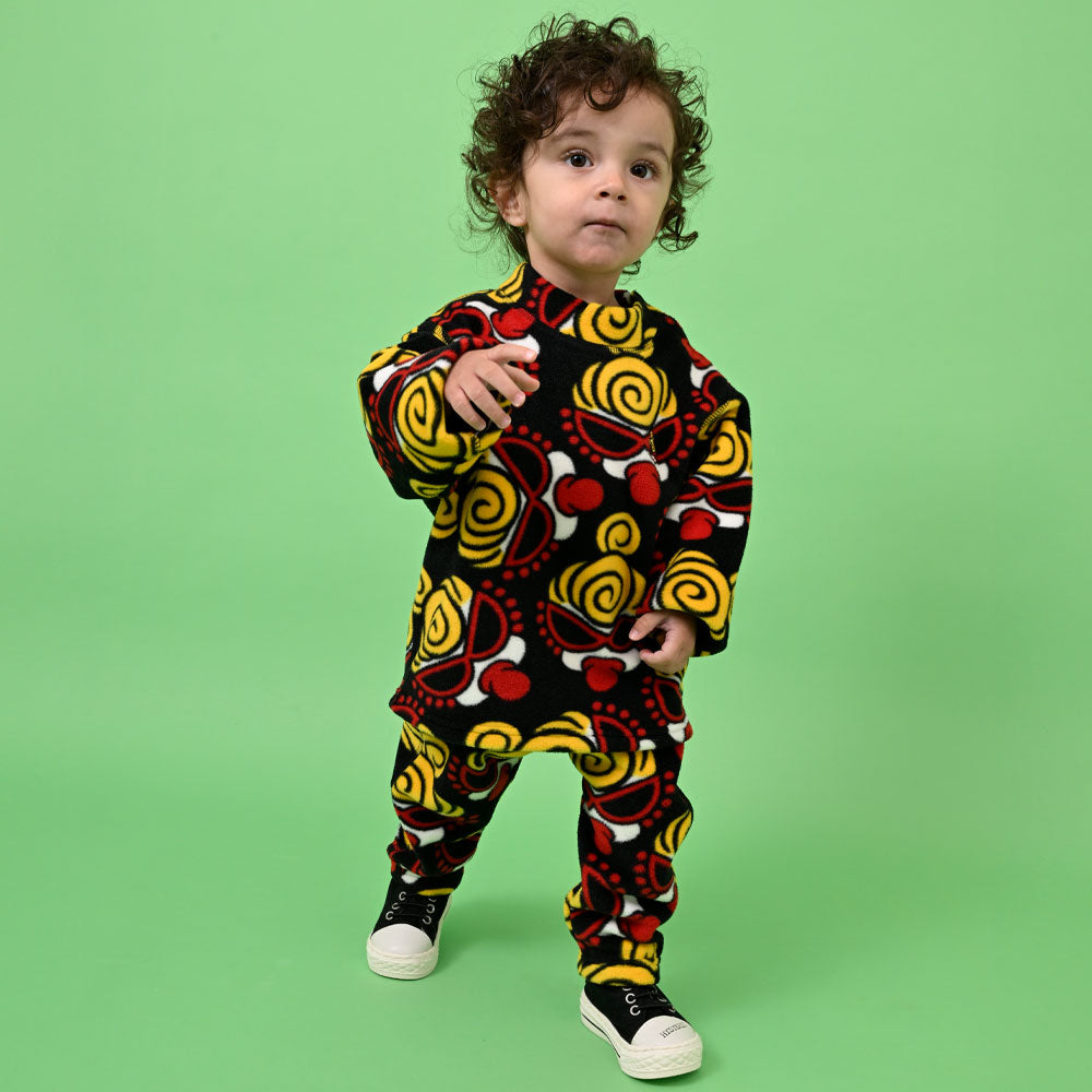 MINI FACE総柄 マイクロフリース プルオーバー