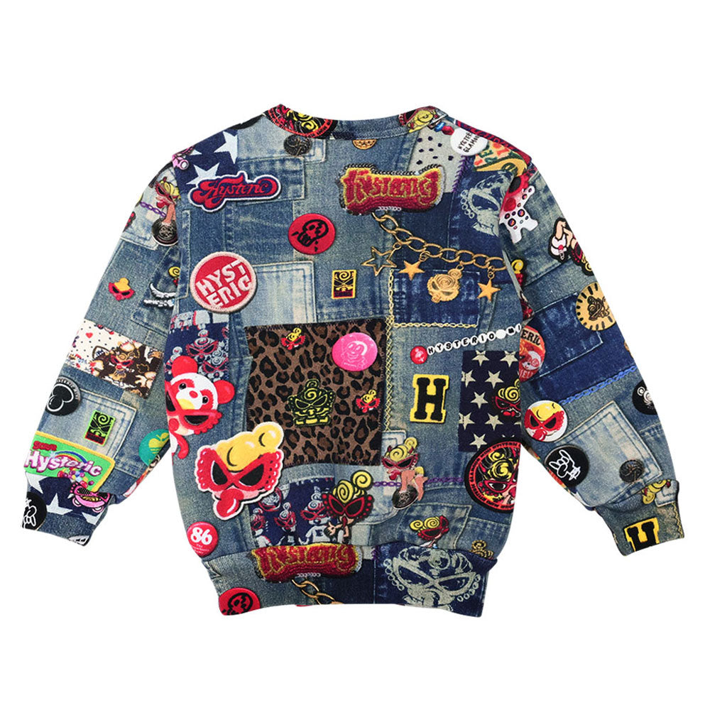 SCRATCH DENIM総柄 Viscotex ボンバー裏毛トレーナー