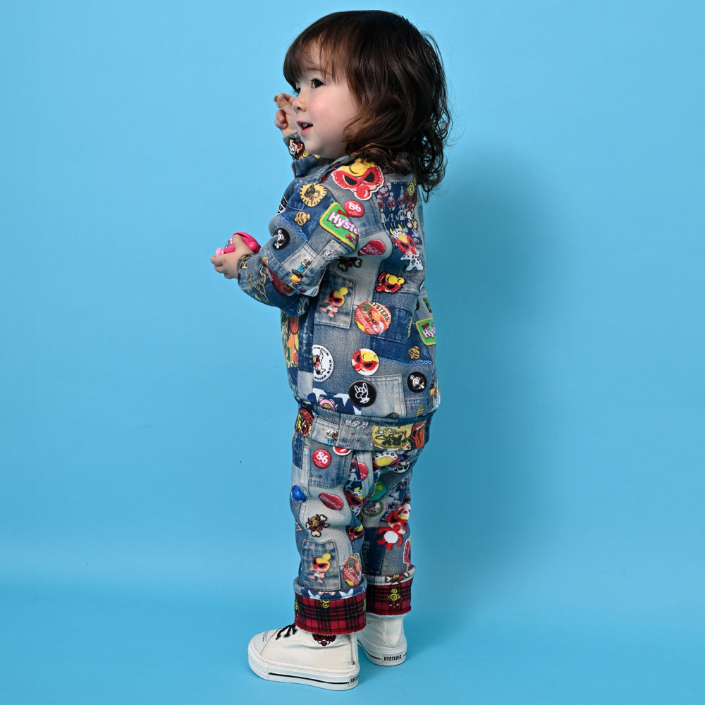 SCRATCH DENIM総柄 Viscotex ボンバー裏毛トレーナー