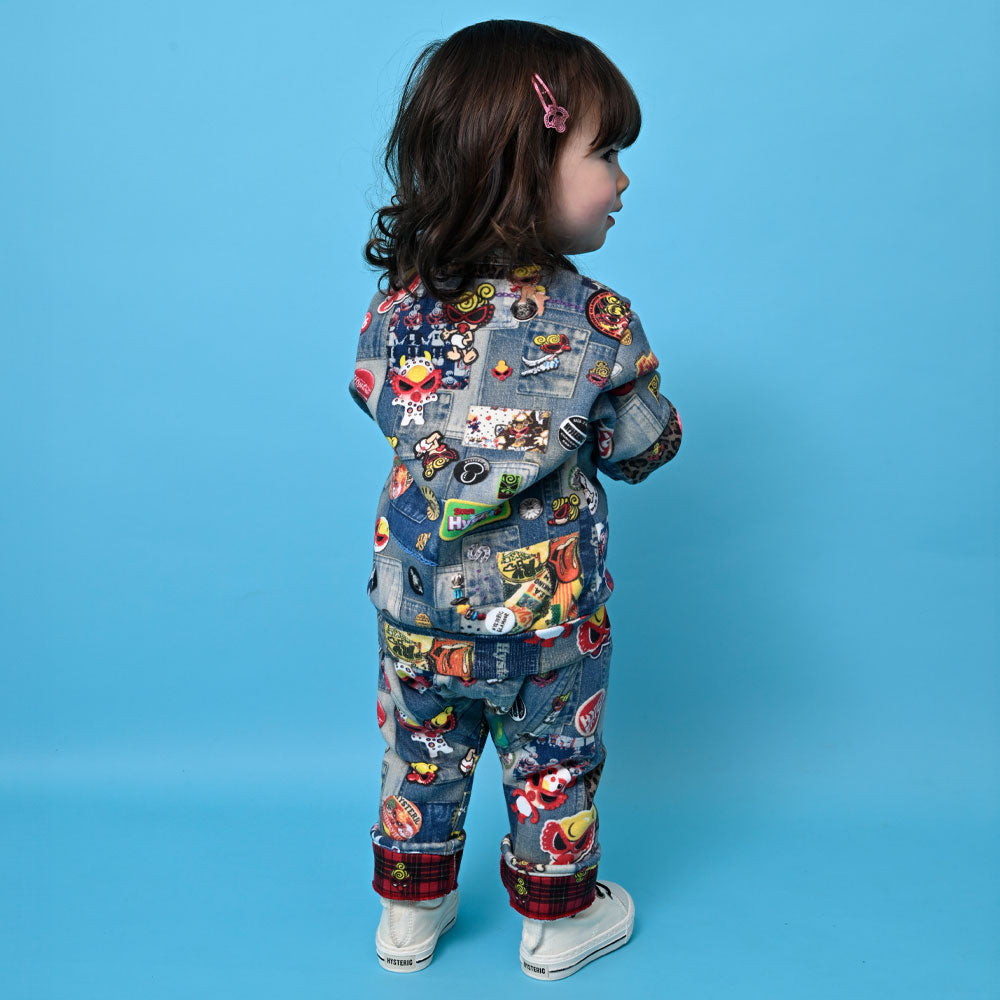 SCRATCH DENIM総柄 Viscotex ボンバー裏毛トレーナー