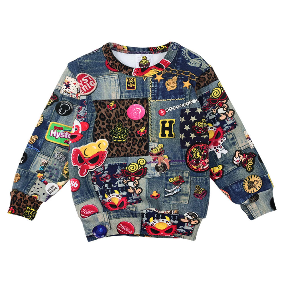 SCRATCH DENIM総柄 Viscotex ボンバー裏毛トレーナー