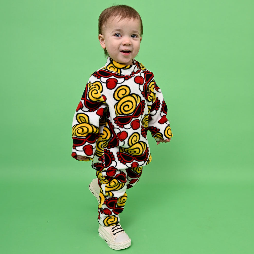 MINI FACE総柄 マイクロフリース パンツ