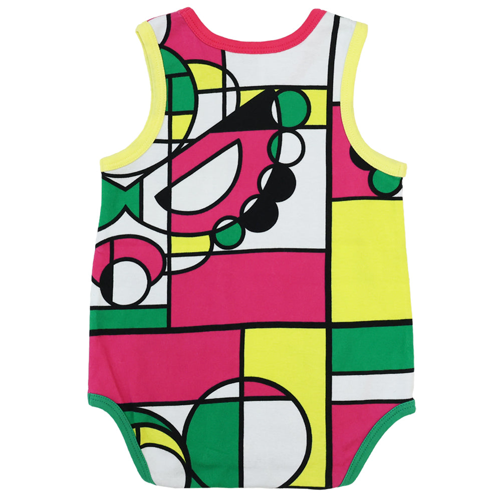 HYS MINI COMPOSITION総柄 ノースリーブロンパース