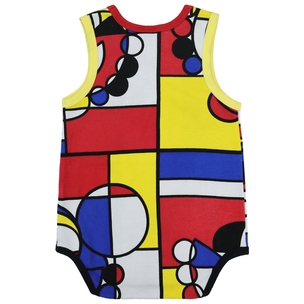 HYS MINI COMPOSITION総柄 ノースリーブロンパース