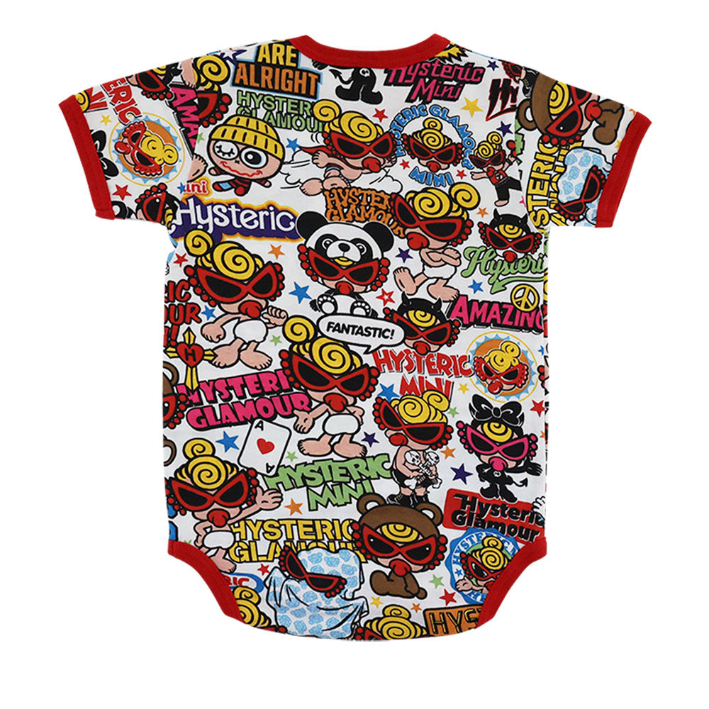 POP&FEVER SCRATCH総柄 半袖ロンパース