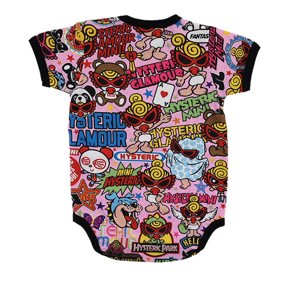 POP&FEVER SCRATCH総柄 半袖ロンパース