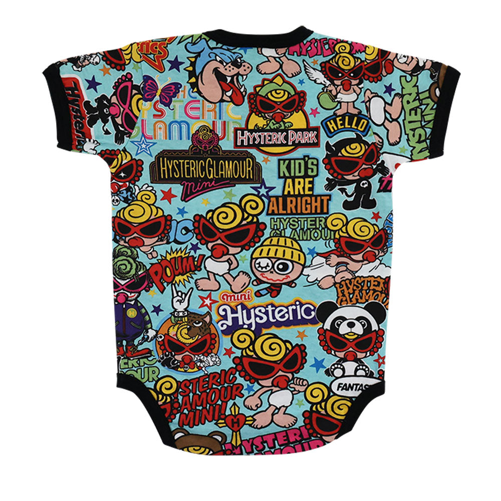 POP&FEVER SCRATCH総柄 半袖ロンパース