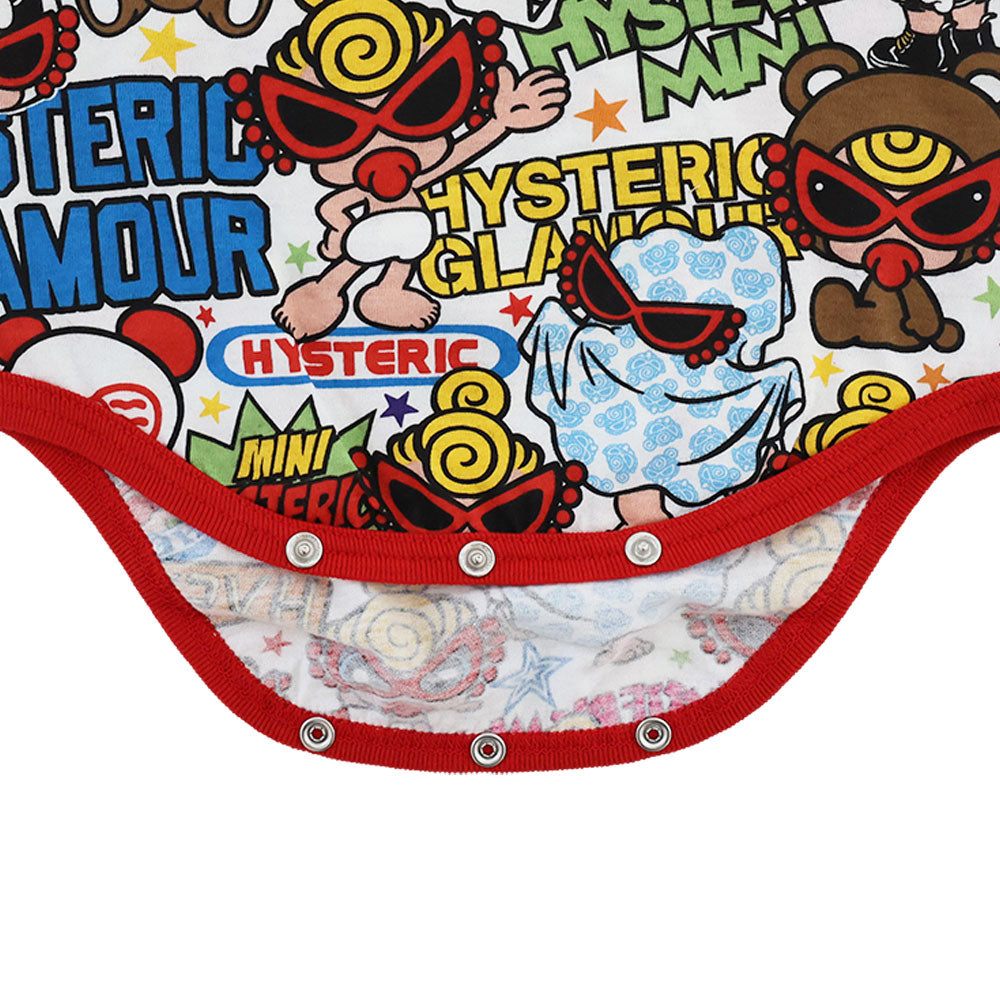 POP&FEVER SCRATCH総柄 半袖ロンパース