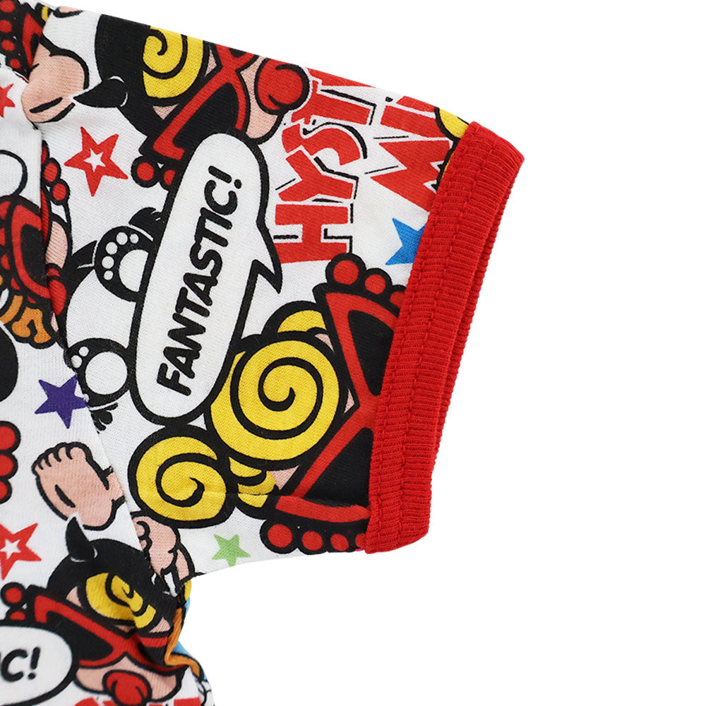 POP&FEVER SCRATCH総柄 半袖ロンパース