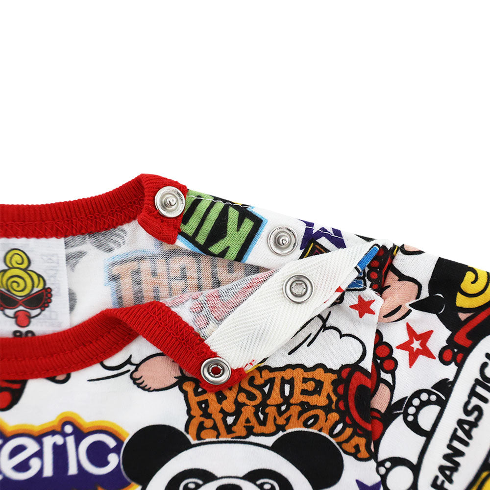 POP&FEVER SCRATCH総柄 半袖ロンパース