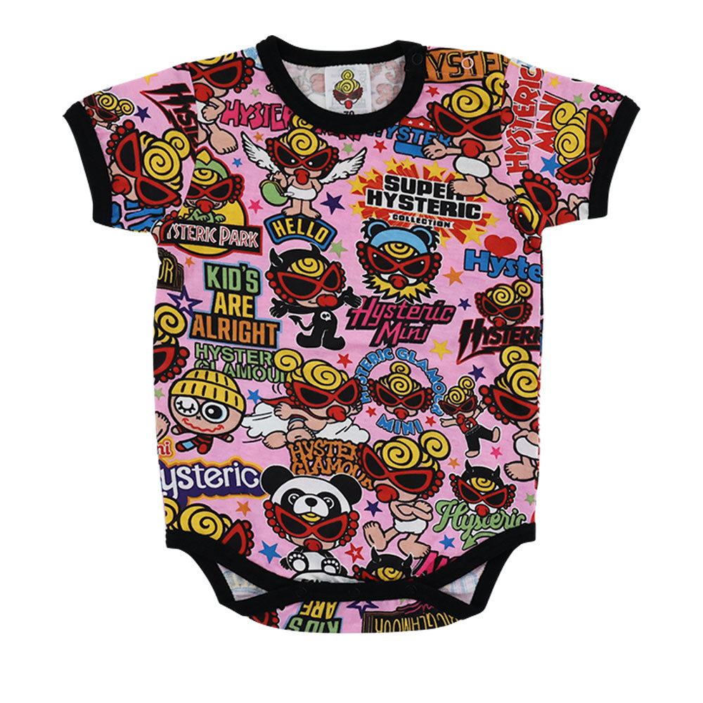 POP&FEVER SCRATCH総柄 半袖ロンパース