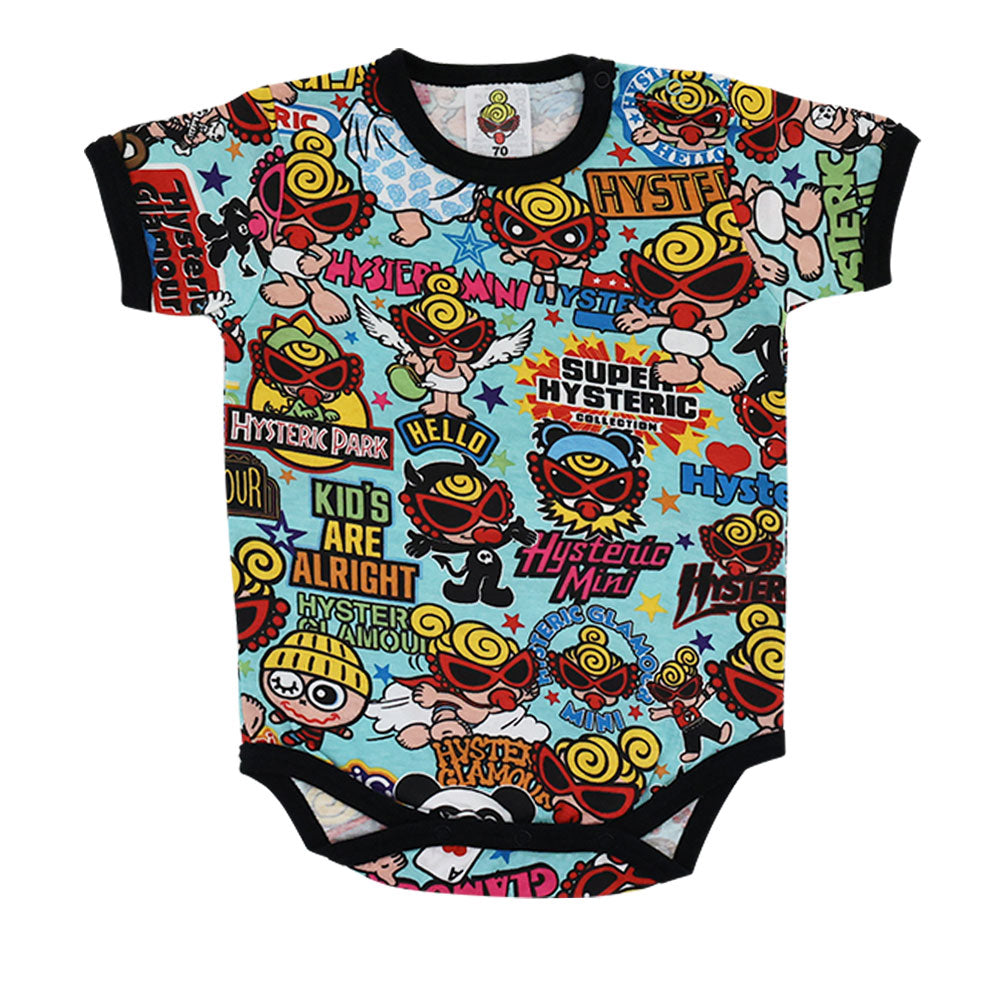 POP&FEVER SCRATCH総柄 半袖ロンパース